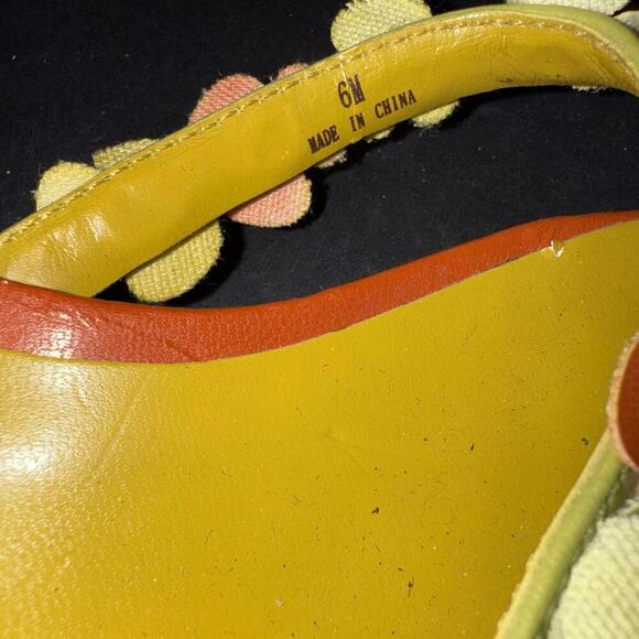 Moda Spana Orange Yellow Kitten Heel Flip Flop Floral Preppy Vintage Y2K Sz 6 - Picture 5 of 15